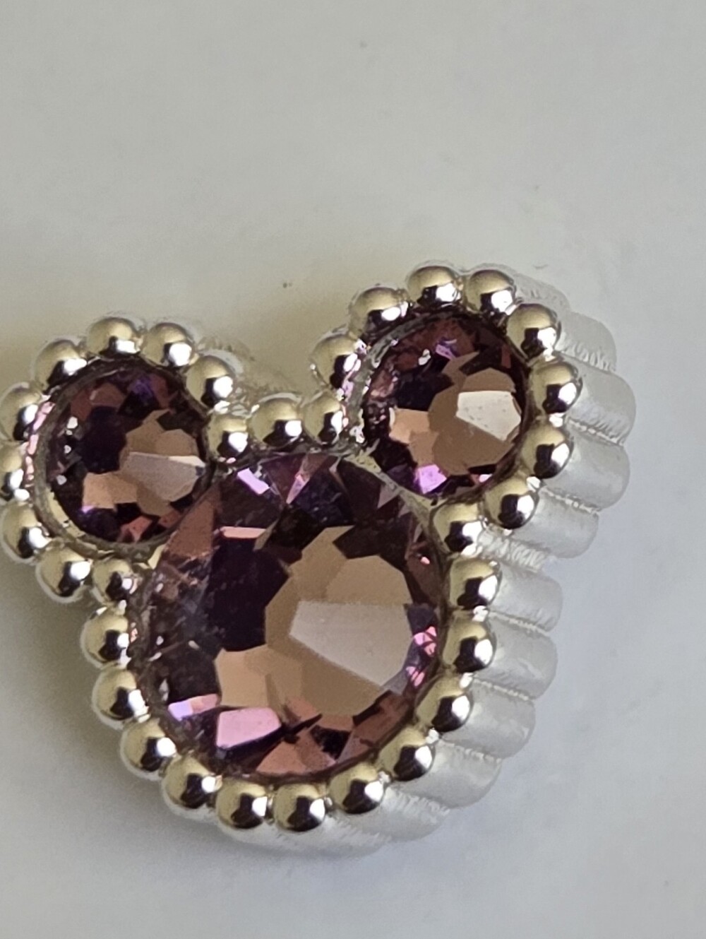 Mickey JUNE Birthstone Earrings - Silver plated with Light Pink CZ - Picture 8 of 9